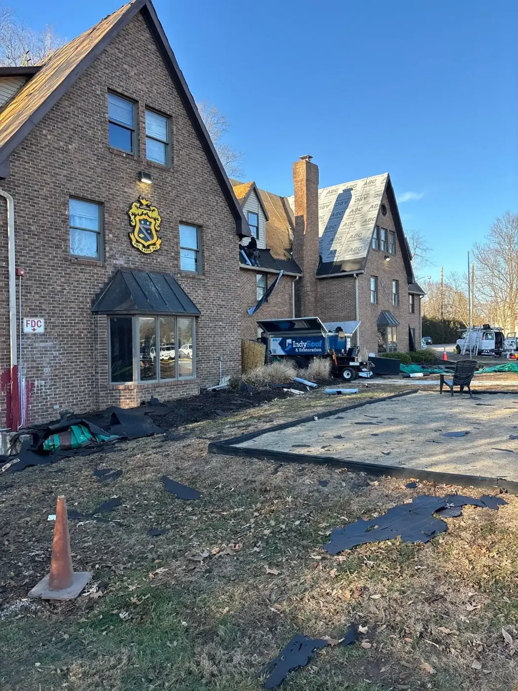 Storm damage documentation on a Morristown commercial building